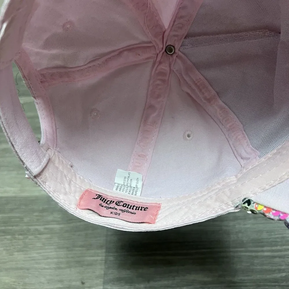 Juicy Couture Hat Cadet Beret Army Hat Youth‎ Kid Pink Rhinestone Bedazzle Shiny
